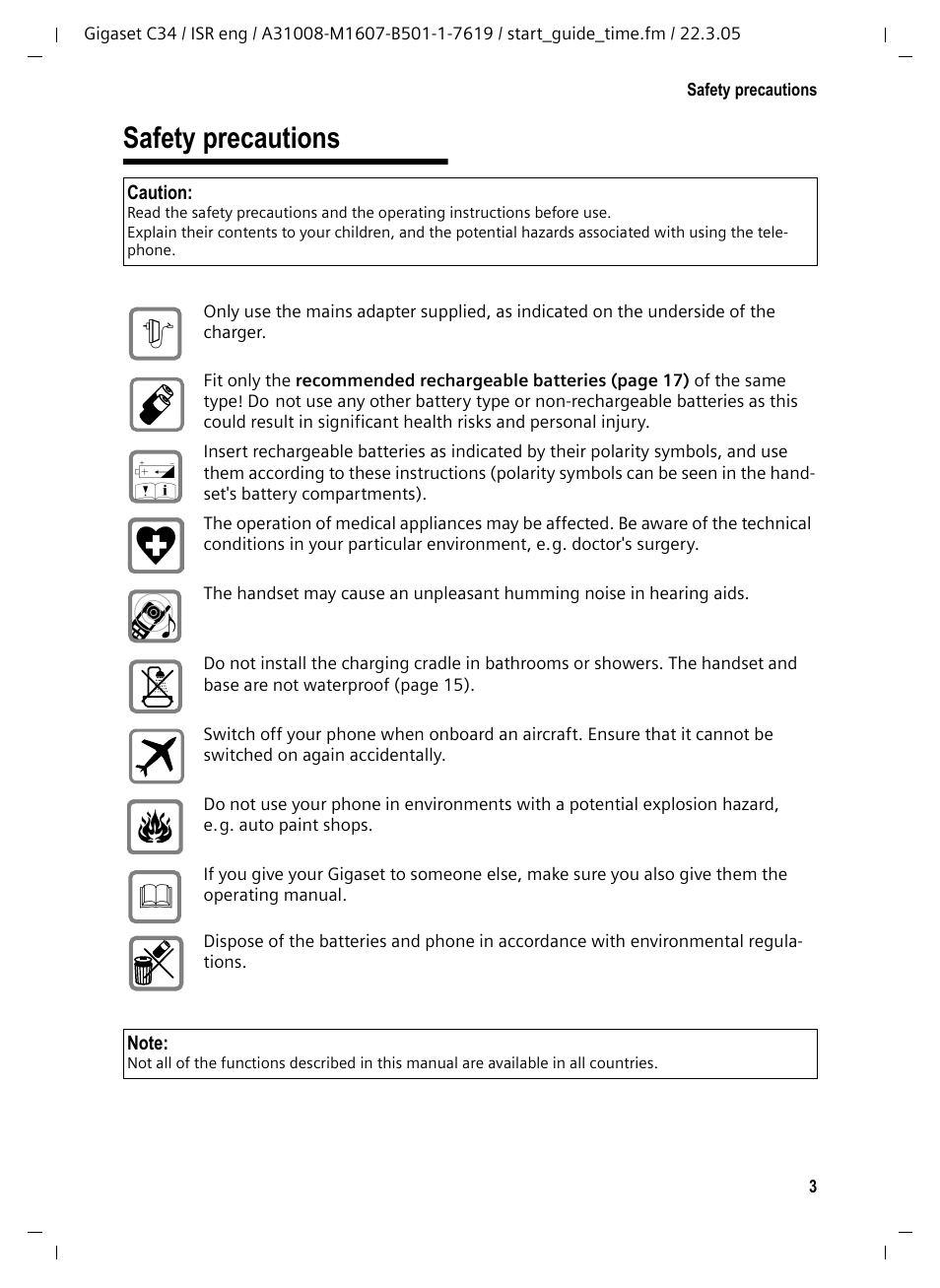 Safety precautions | Siemens Gigaset C34 User Manual | Page 4 / 23