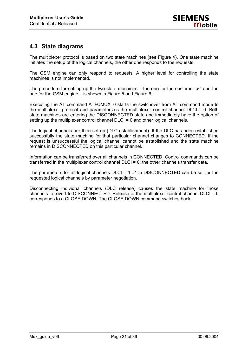 State diagrams, 3 state diagrams | Siemens Mux_guide_v06 User Manual | Page 21 / 36