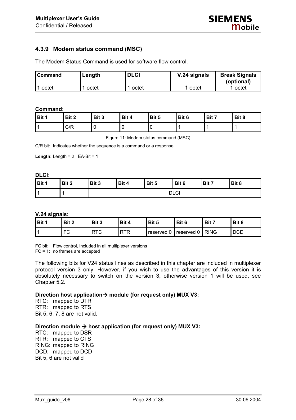 Modem status command (msc), Figure 11: modem status command (msc) | Siemens Mux_guide_v06 User Manual | Page 28 / 36