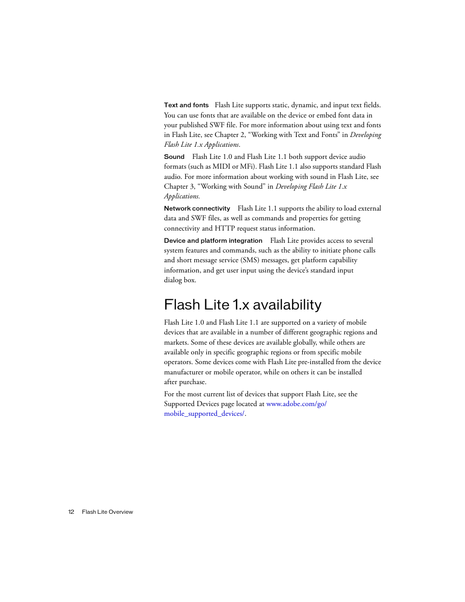 Flash lite 1.x availability | Siemens sony User Manual | Page 12 / 38