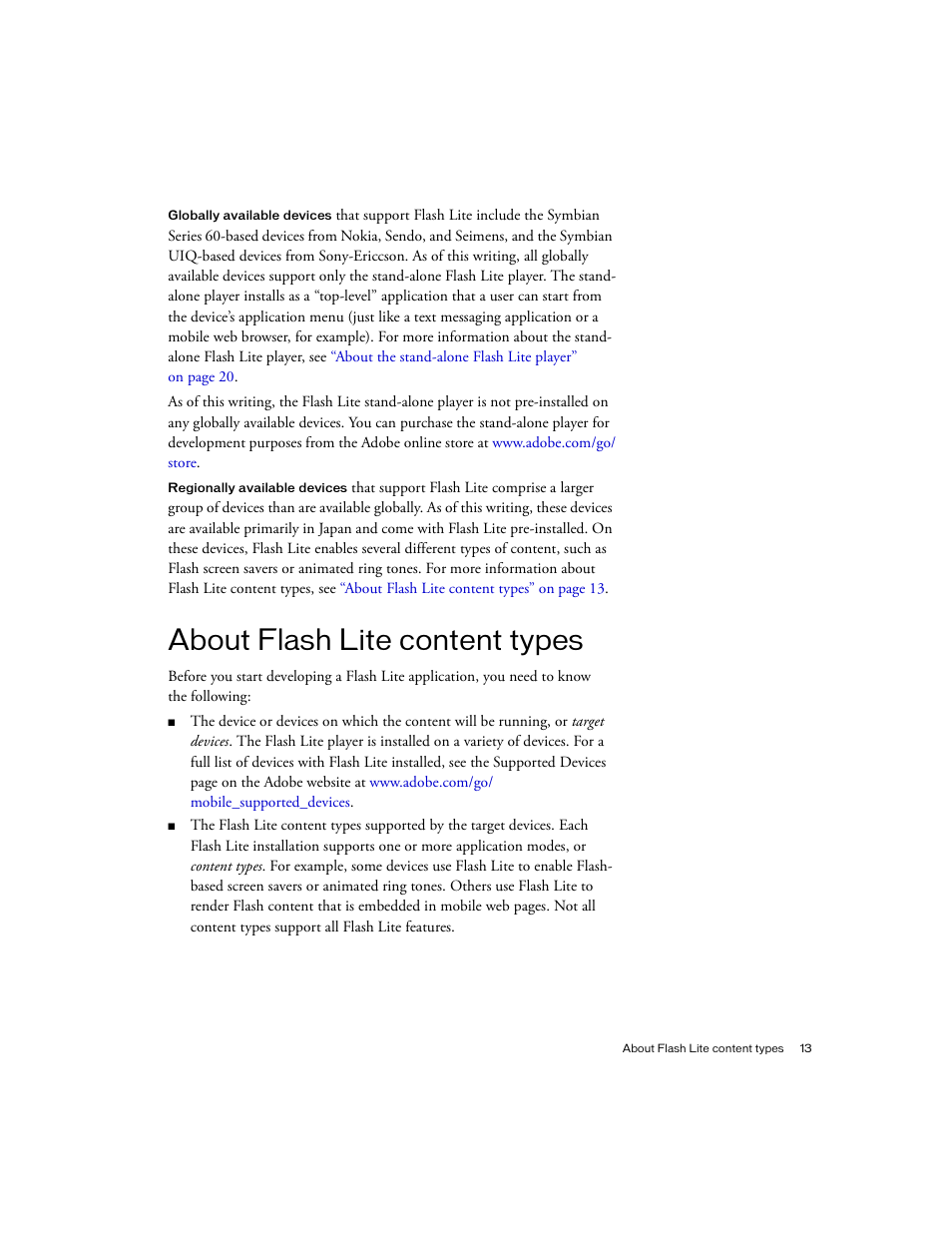 About flash lite content types | Siemens sony User Manual | Page 13 / 38