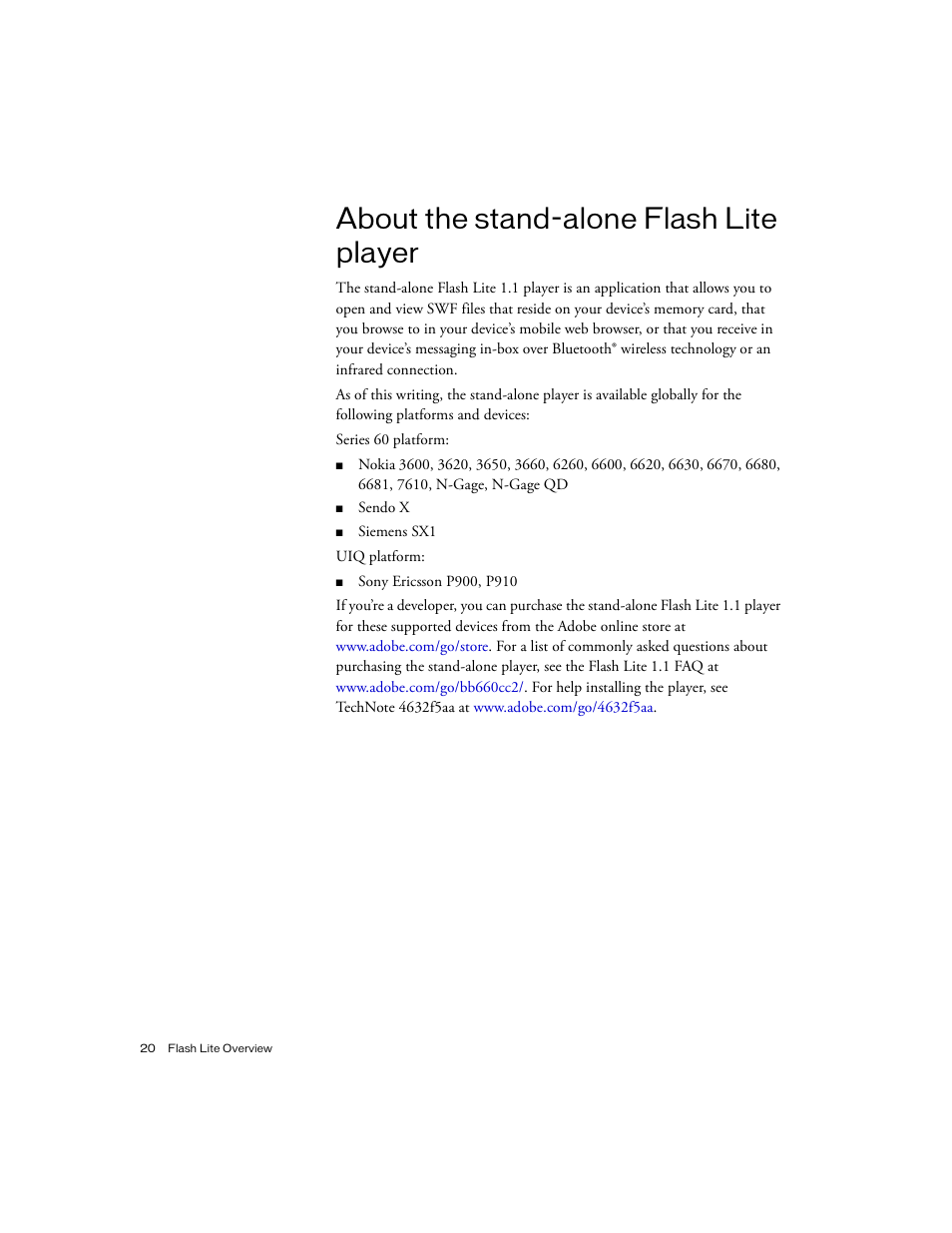 About the stand-alone flash lite player | Siemens sony User Manual | Page 20 / 38