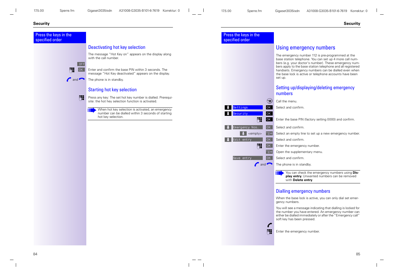 Using emergency numbers | Siemens 3035isdn User Manual | Page 49 / 94
