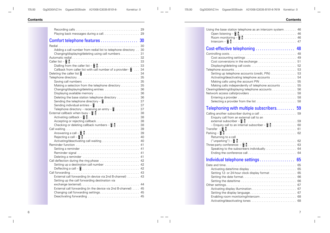 Comfort telephone features, Cost-effective telephoning, Telephoning with multiple subscribers | Individual telephone settings | Siemens 3035isdn User Manual | Page 5 / 94