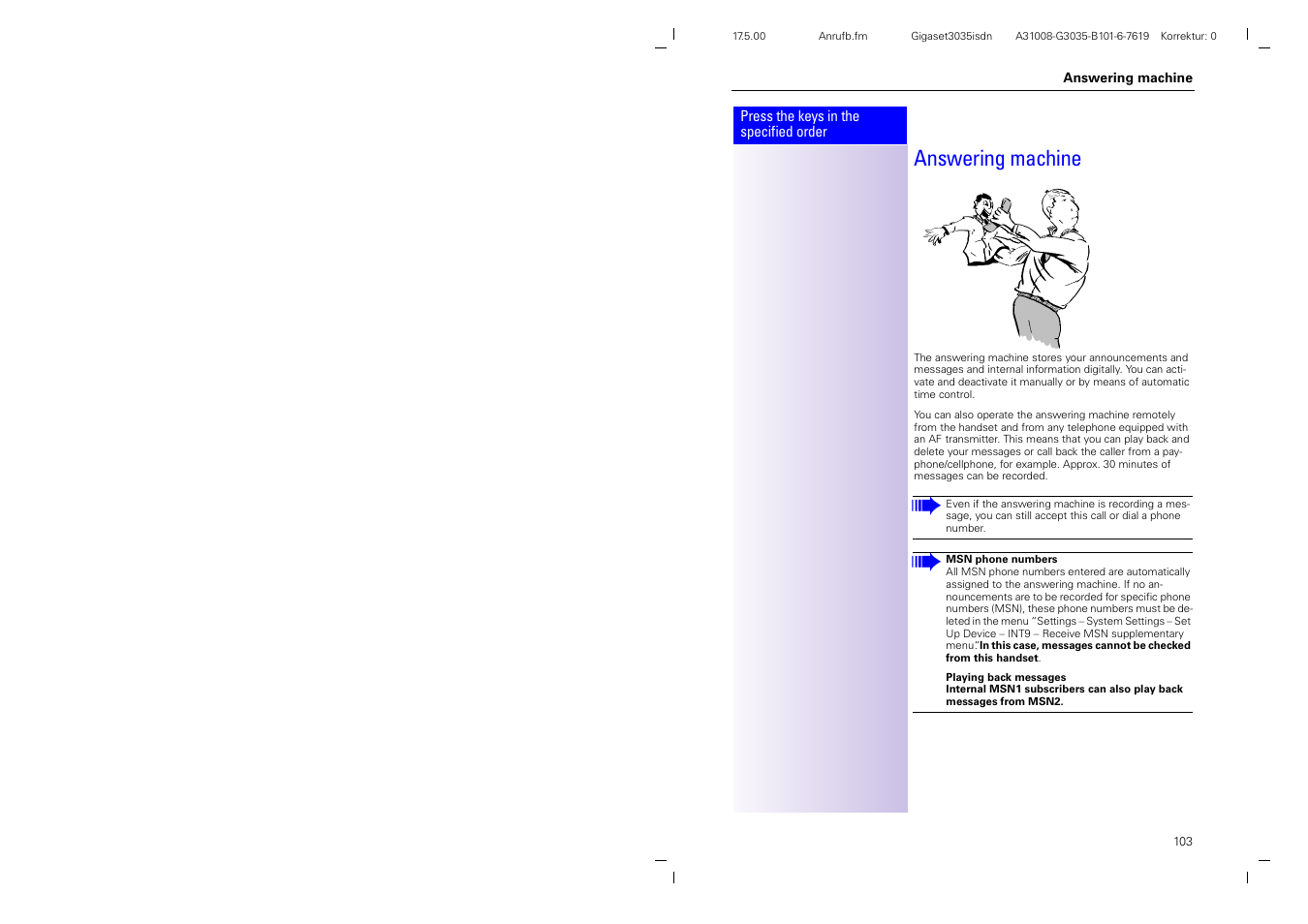 Answering machine | Siemens 3035isdn User Manual | Page 59 / 94