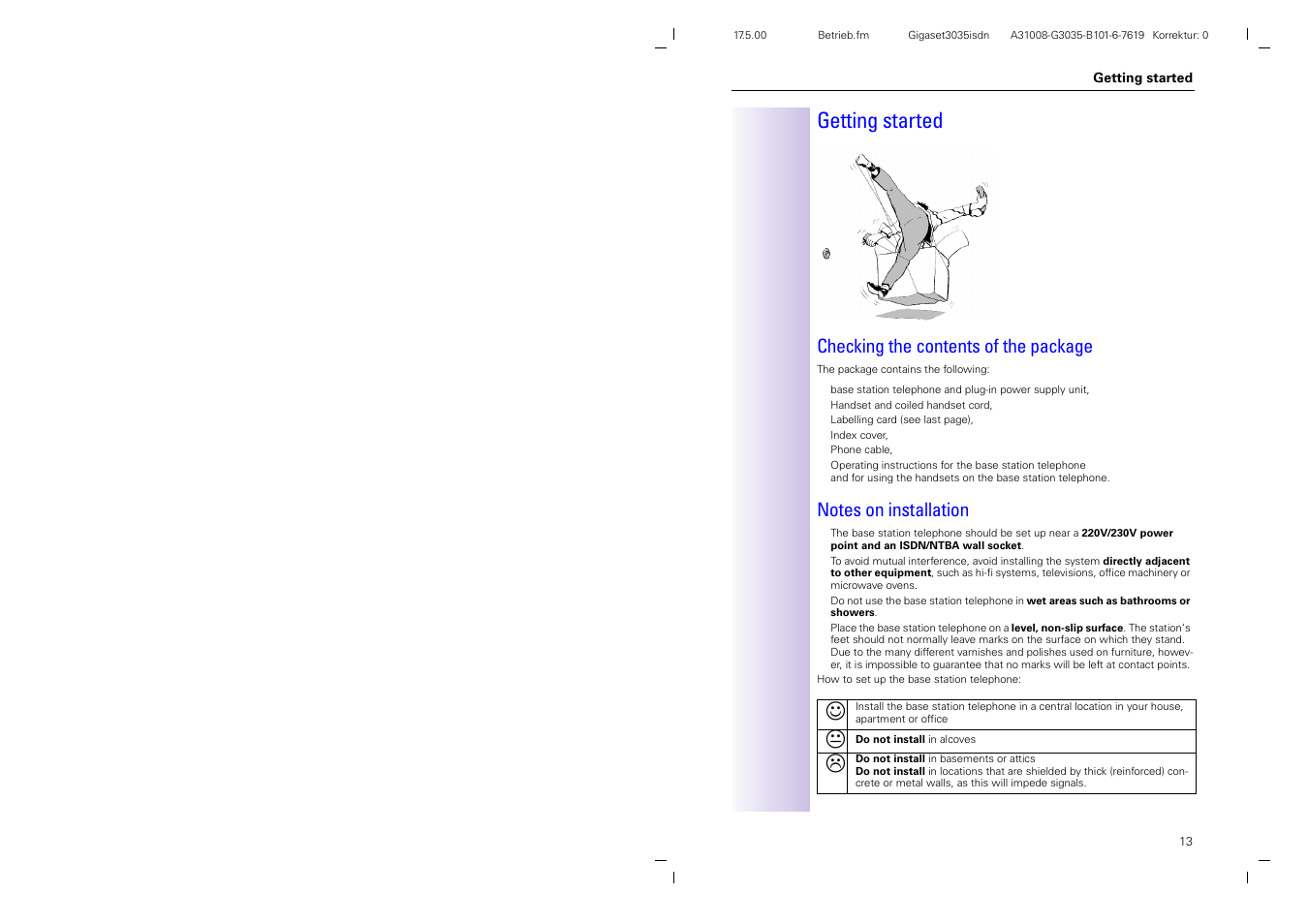 Getting started, Checking the contents of the package | Siemens 3035isdn User Manual | Page 9 / 94