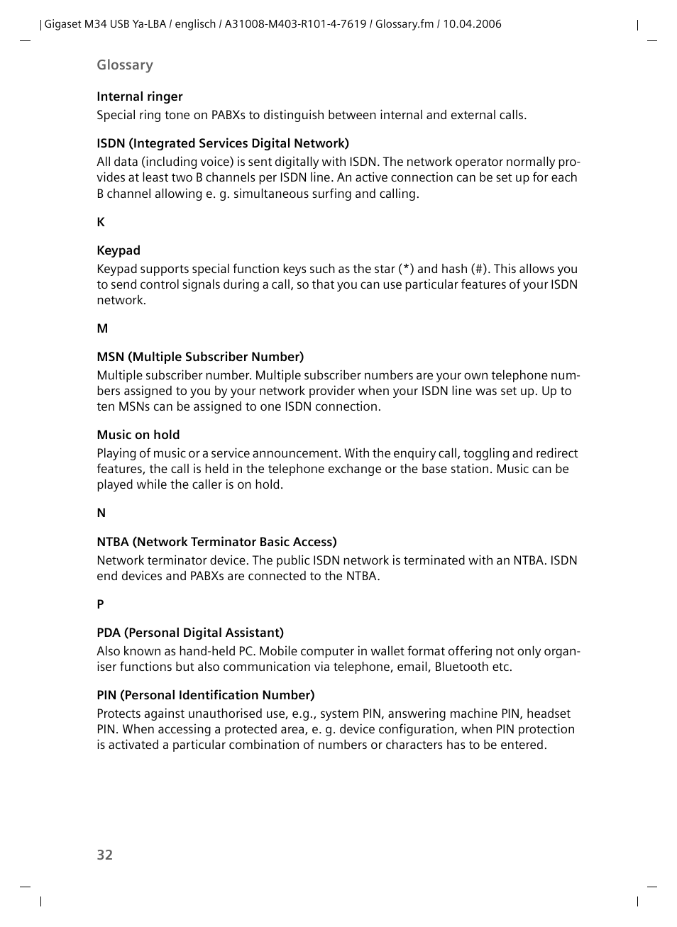 Siemens M34 User Manual | Page 32 / 41