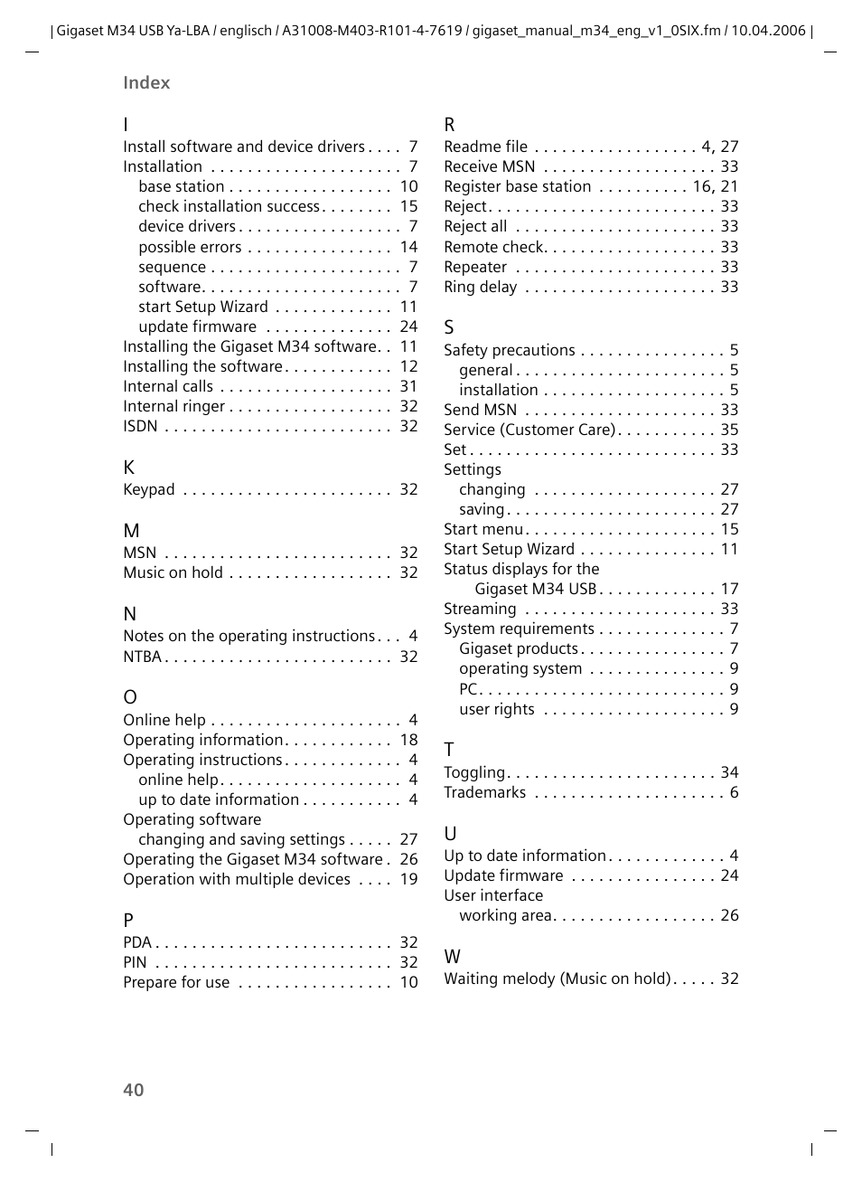 Siemens M34 User Manual | Page 40 / 41