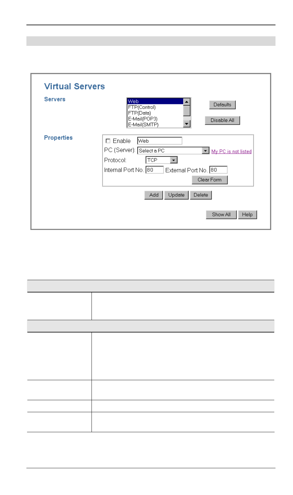 Virtual servers screen | Siemens SpeedStream SS2524 User Manual | Page 61 / 90