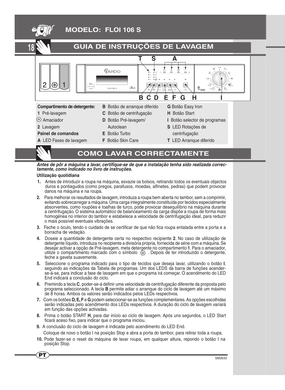 Guia de instruções de lavagem | Ardo FLOI106S User Manual | Page 18 / 52