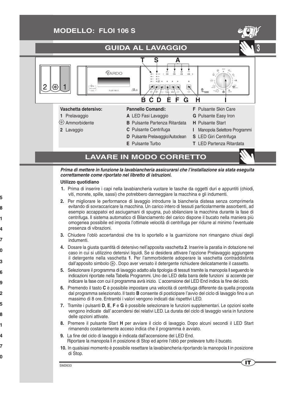 Guida al lavaggio, Modello: floi 106 s lavare in modo corretto | Ardo FLOI106S User Manual | Page 3 / 52