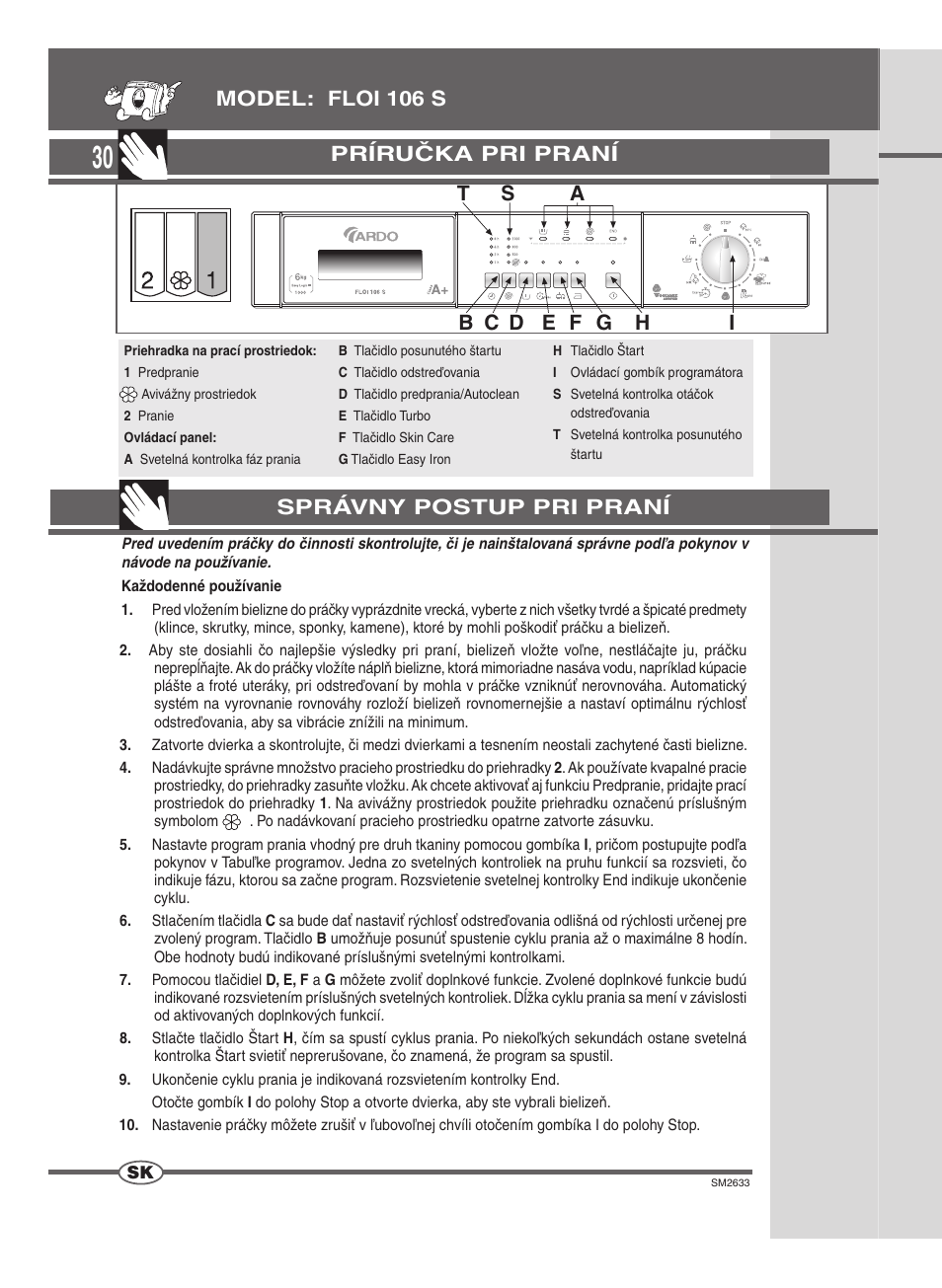 Príručka pri praní | Ardo FLOI106S User Manual | Page 30 / 52