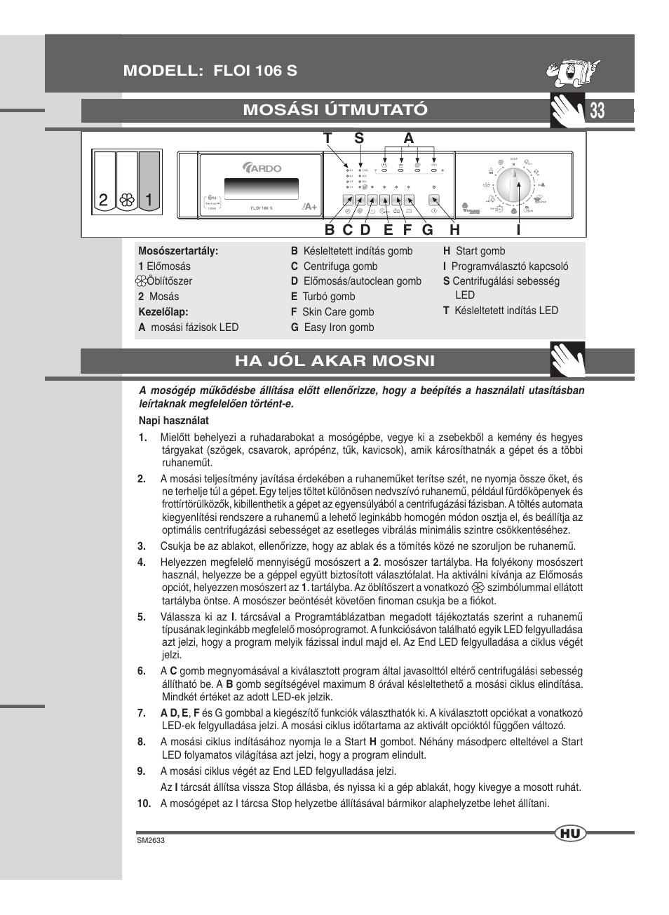 Mosási útmutató | Ardo FLOI106S User Manual | Page 33 / 52