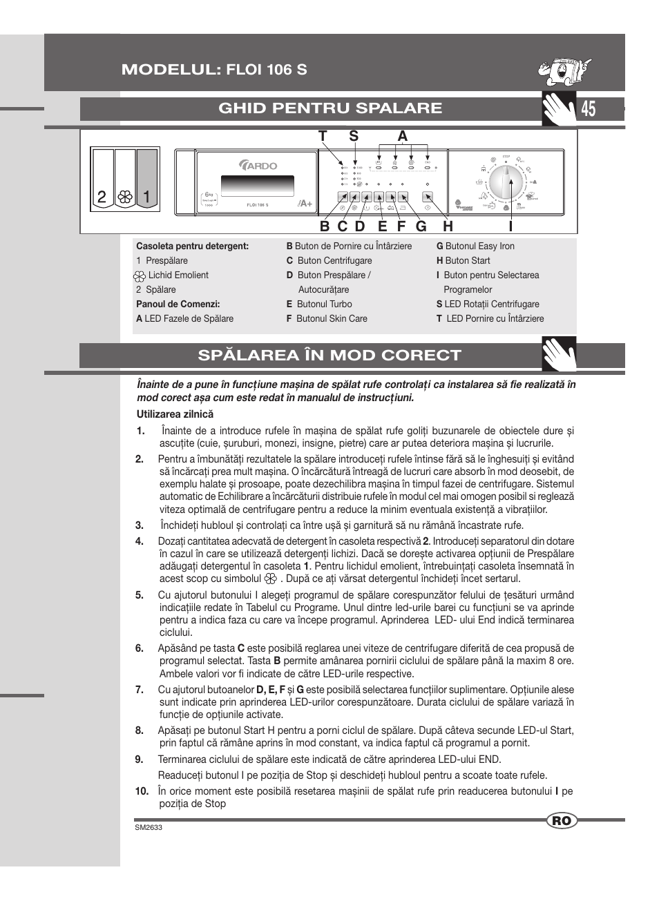 Ghid pentru spalare | Ardo FLOI106S User Manual | Page 45 / 52