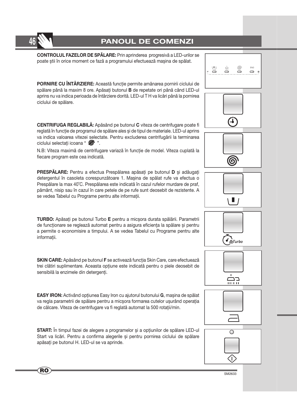 Panoul de comenzi | Ardo FLOI106S User Manual | Page 46 / 52