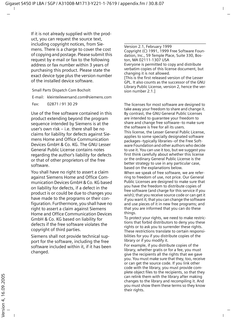 Gnu lesser general public license | Siemens Gigaset S450 IP User Manual | Page 105 / 131