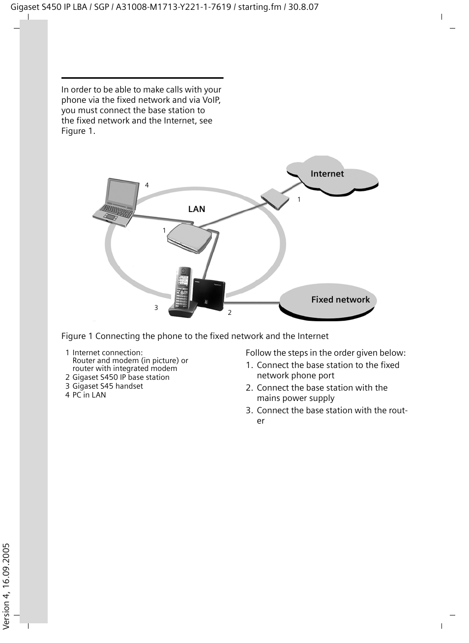 Connecting the base station | Siemens Gigaset S450 IP User Manual | Page 11 / 131