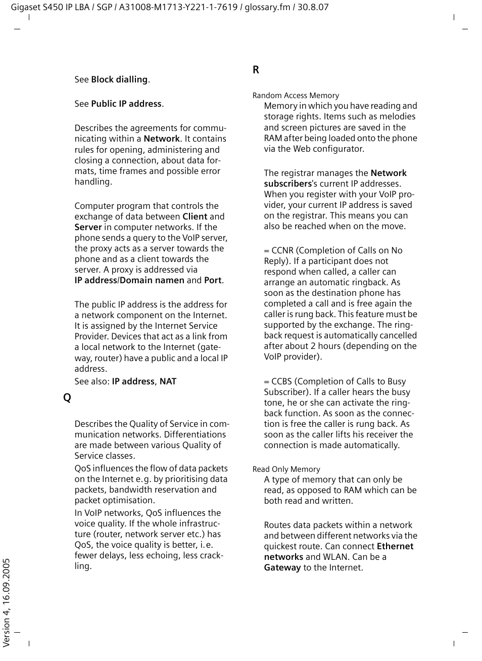 See ringback when the number is, Busy, See quality of service (qos) | Router | Siemens Gigaset S450 IP User Manual | Page 118 / 131