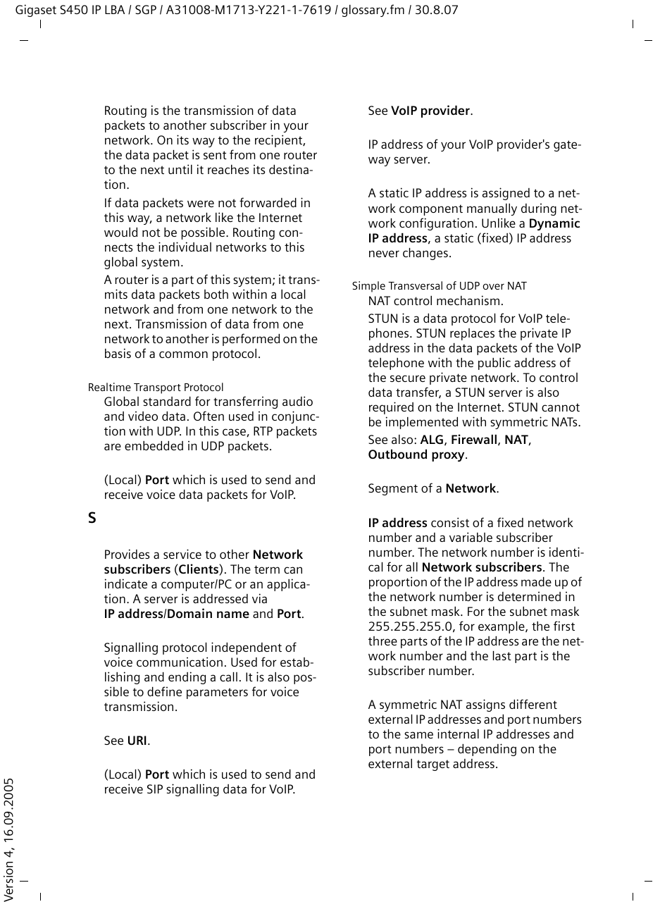 Stun, Static ip address, S as a server | See sip provider, Depending on the subnet mask the, See sip port/local sip port, Server i | Siemens Gigaset S450 IP User Manual | Page 119 / 131