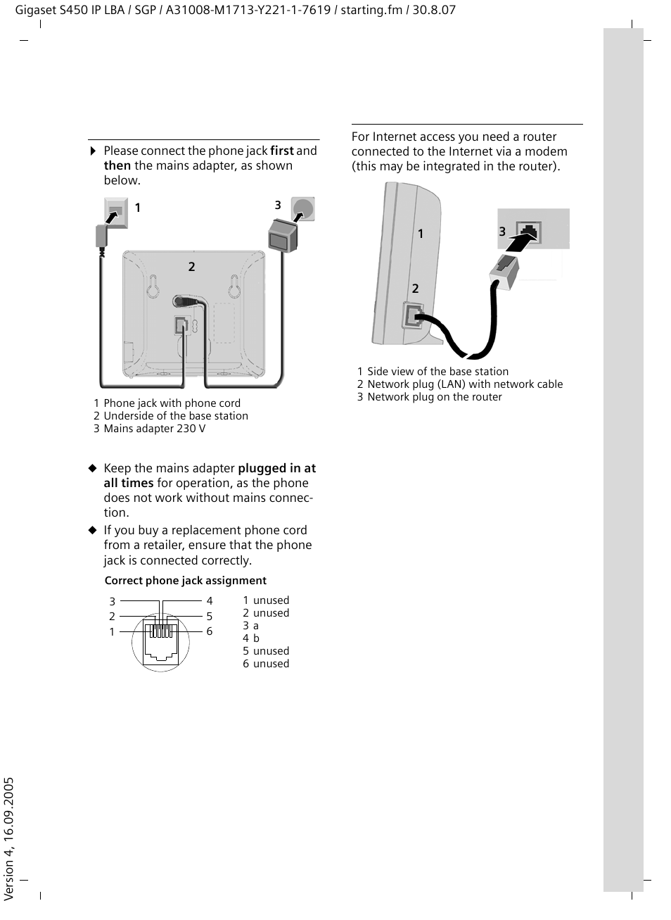 Connecting the base station with the router | Siemens Gigaset S450 IP User Manual | Page 12 / 131