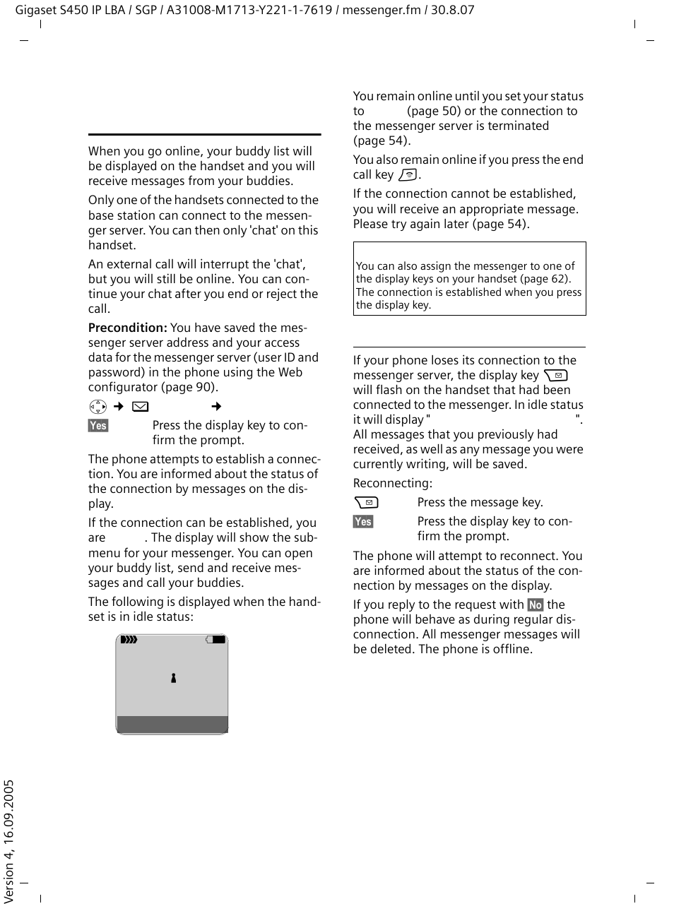 Establishing a connection, going online, Lost connection | Siemens Gigaset S450 IP User Manual | Page 50 / 131