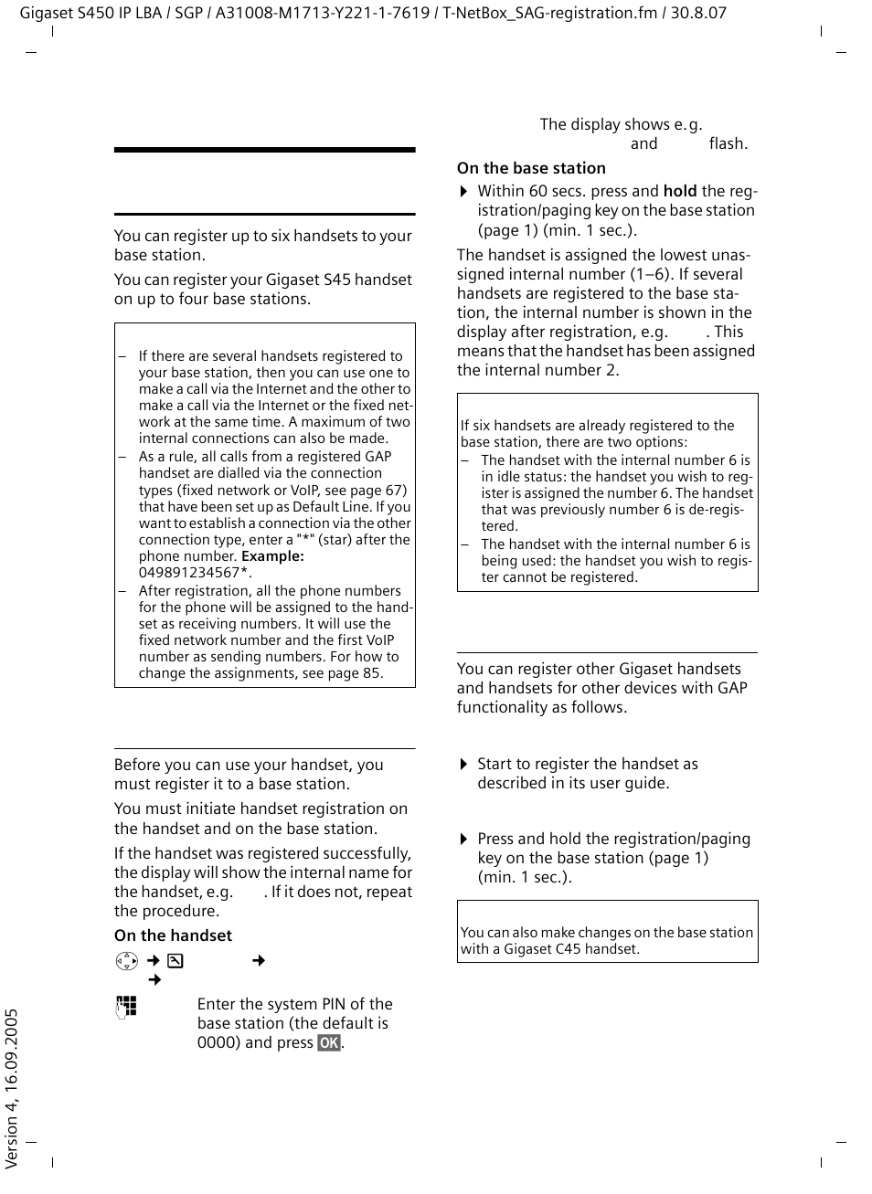 Using several handsets, Registering handsets, Registering other handsets on the gigaset sp450 ip | Siemens Gigaset S450 IP User Manual | Page 57 / 131