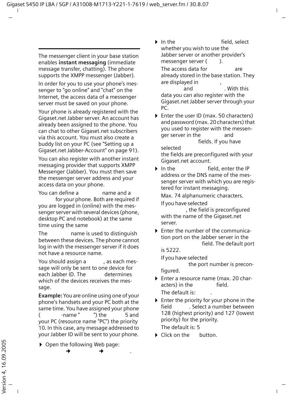 Saving messenger access data | Siemens Gigaset S450 IP User Manual | Page 91 / 131