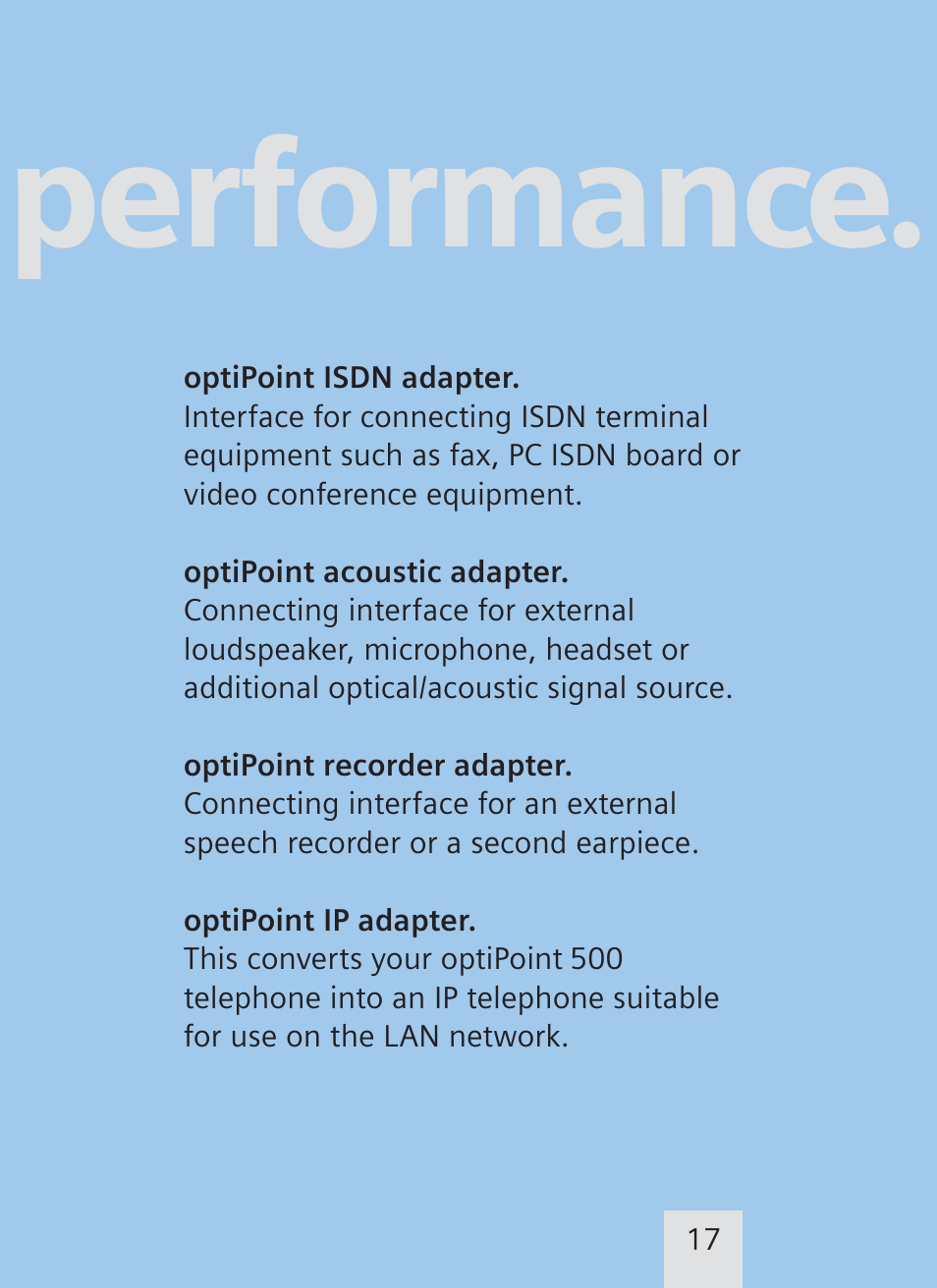 Performance | Siemens optiPoint family User Manual | Page 37 / 39