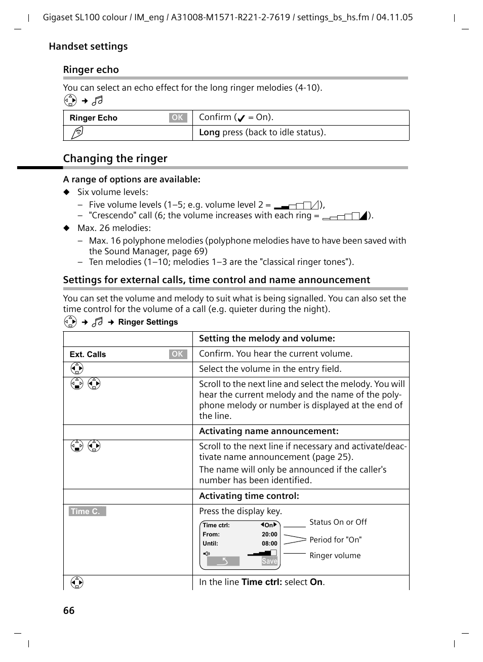 Ringer echo, Changing the ringer, Êchanging the ringer | Siemens Gigaset SL100 User Manual | Page 57 / 93