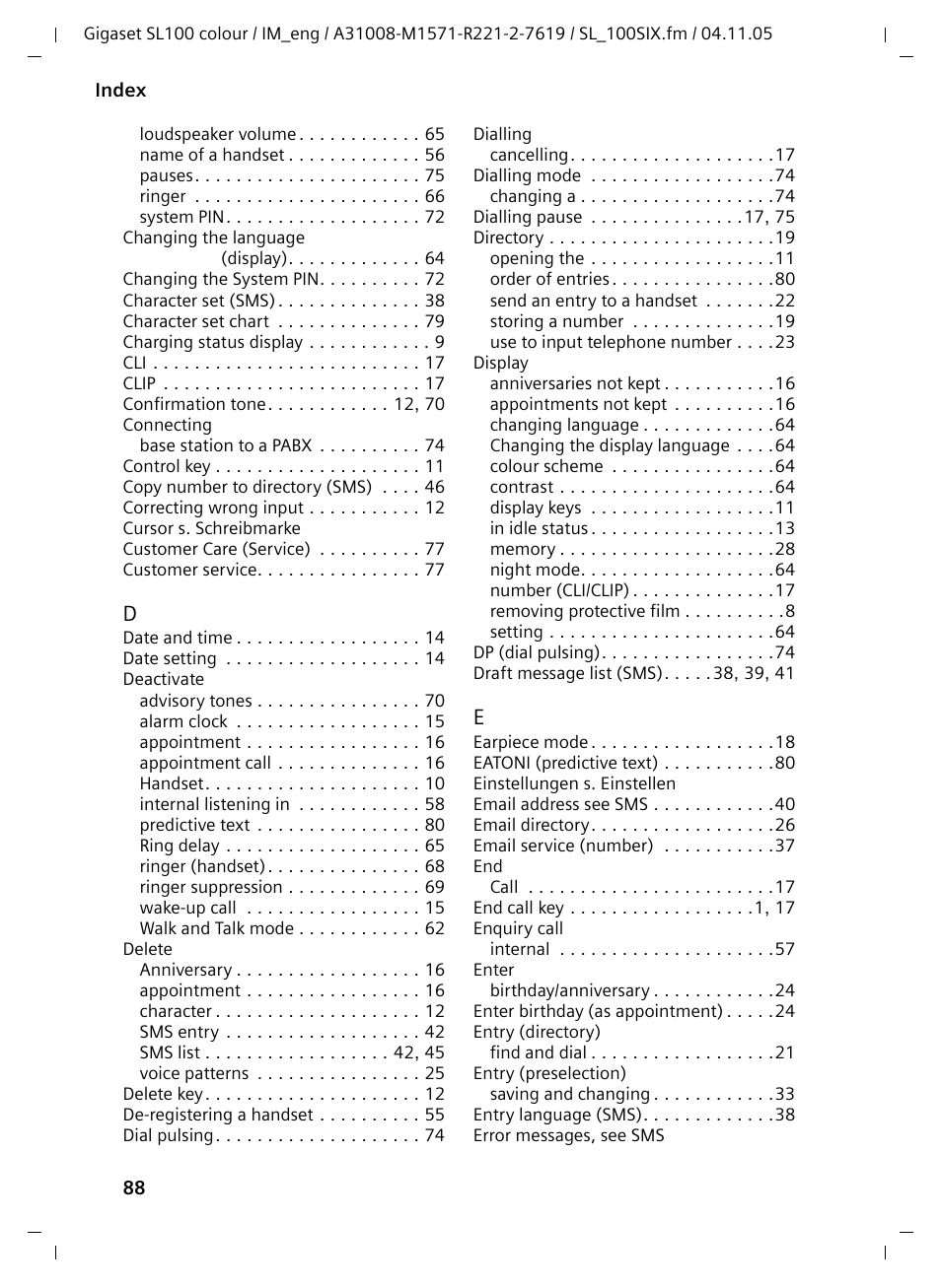 Siemens Gigaset SL100 User Manual | Page 89 / 93