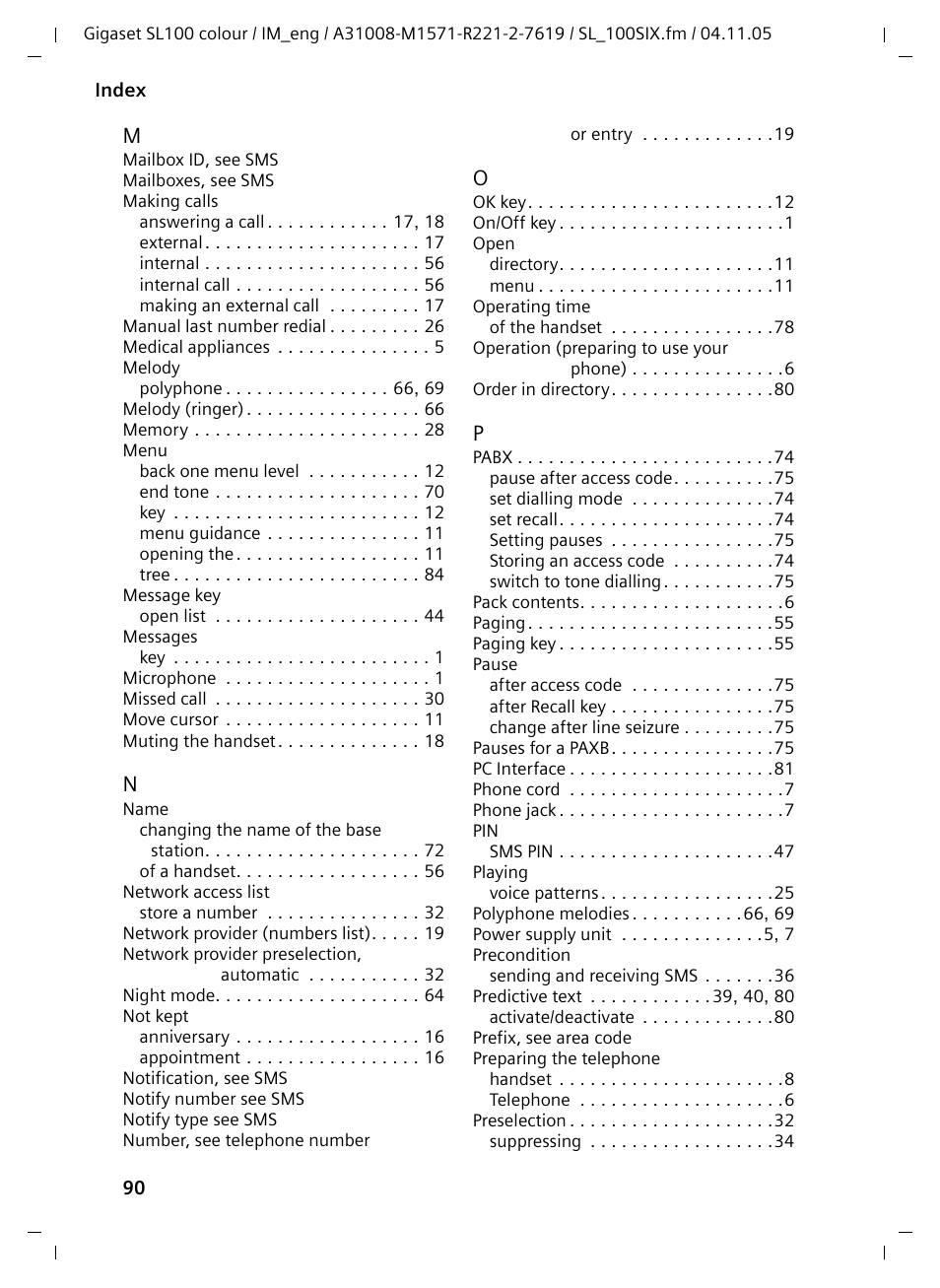 Siemens Gigaset SL100 User Manual | Page 91 / 93