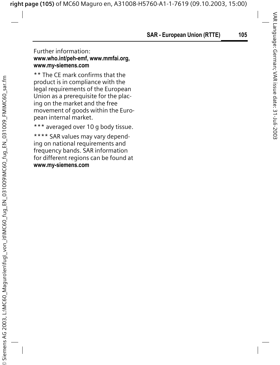 Siemens MC60 User Manual | Page 106 / 118