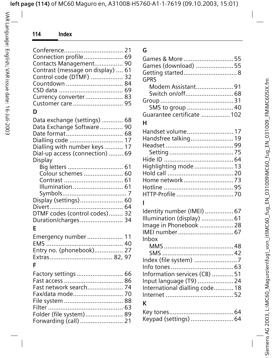 Siemens MC60 User Manual | Page 115 / 118