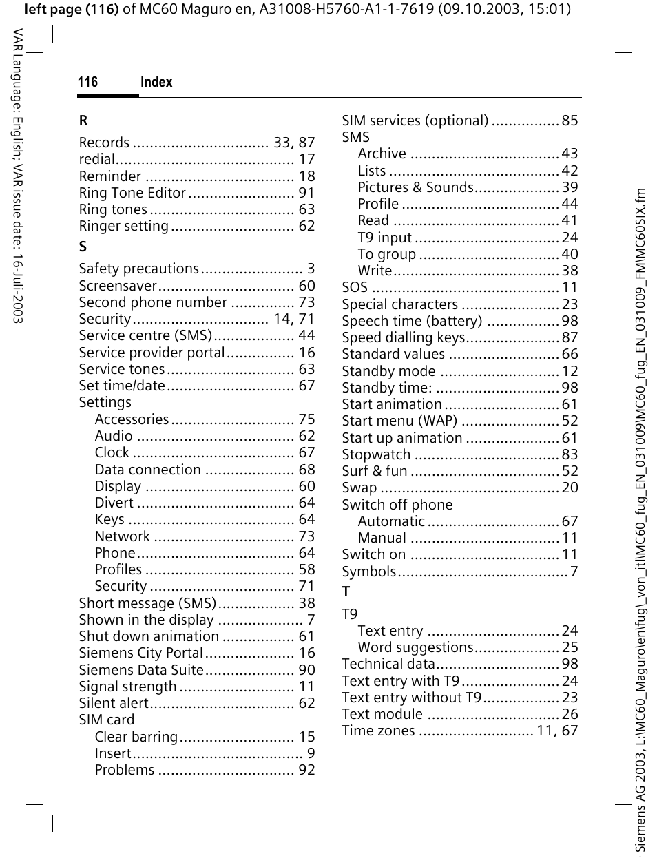 Siemens MC60 User Manual | Page 117 / 118