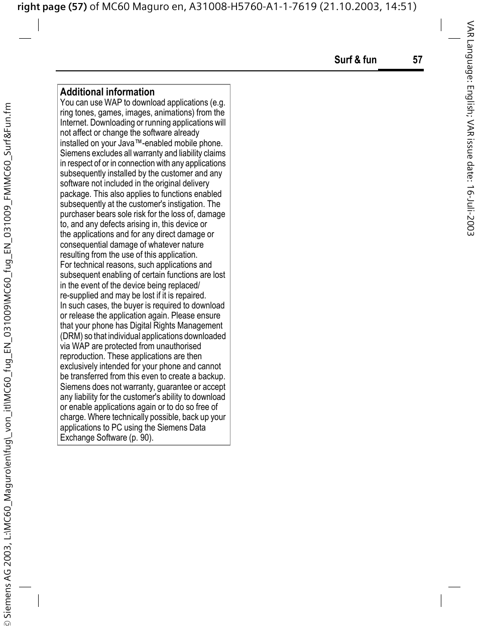 Siemens MC60 User Manual | Page 58 / 118