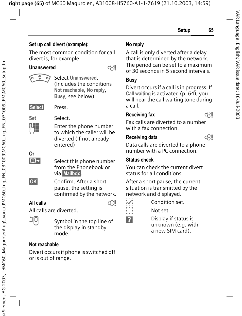 Siemens MC60 User Manual | Page 66 / 118