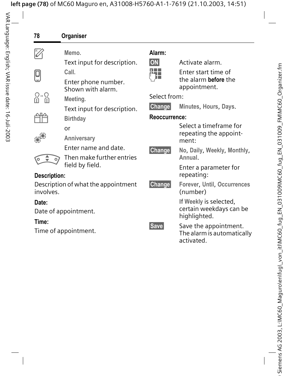 Siemens MC60 User Manual | Page 79 / 118