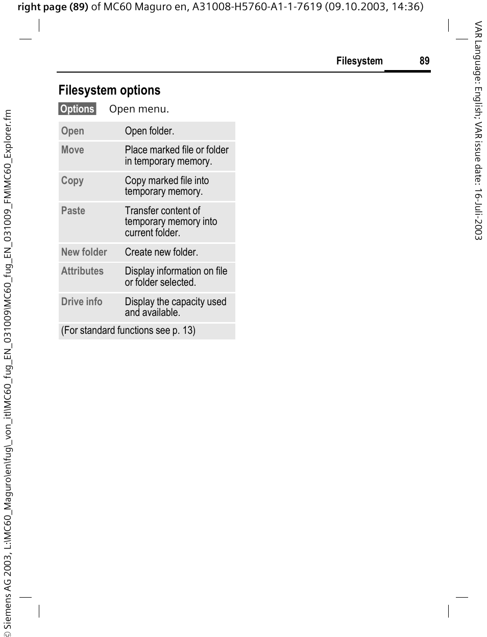 Filesystem options | Siemens MC60 User Manual | Page 90 / 118