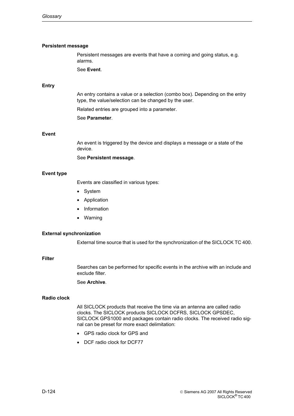 Siemens SICLOCK TC 400 User Manual | Page 126 / 134