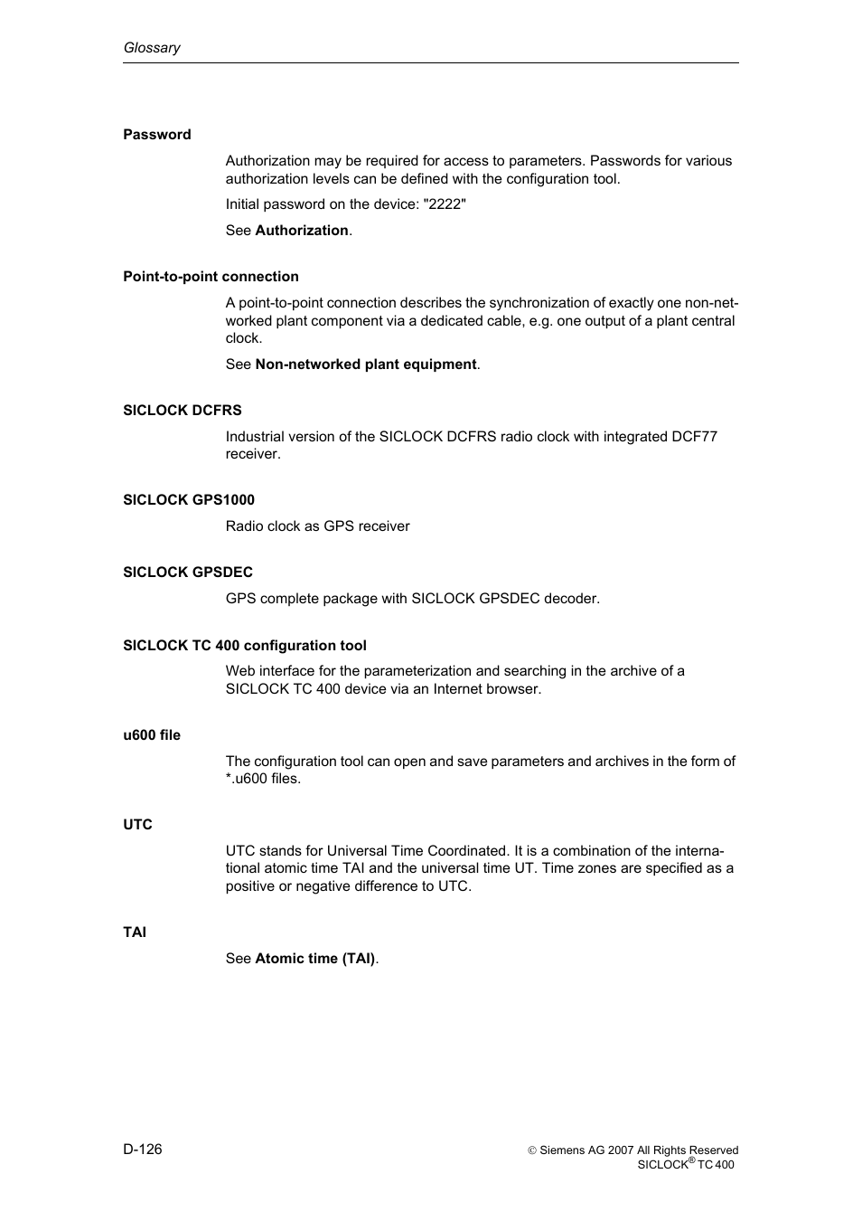 Siemens SICLOCK TC 400 User Manual | Page 128 / 134