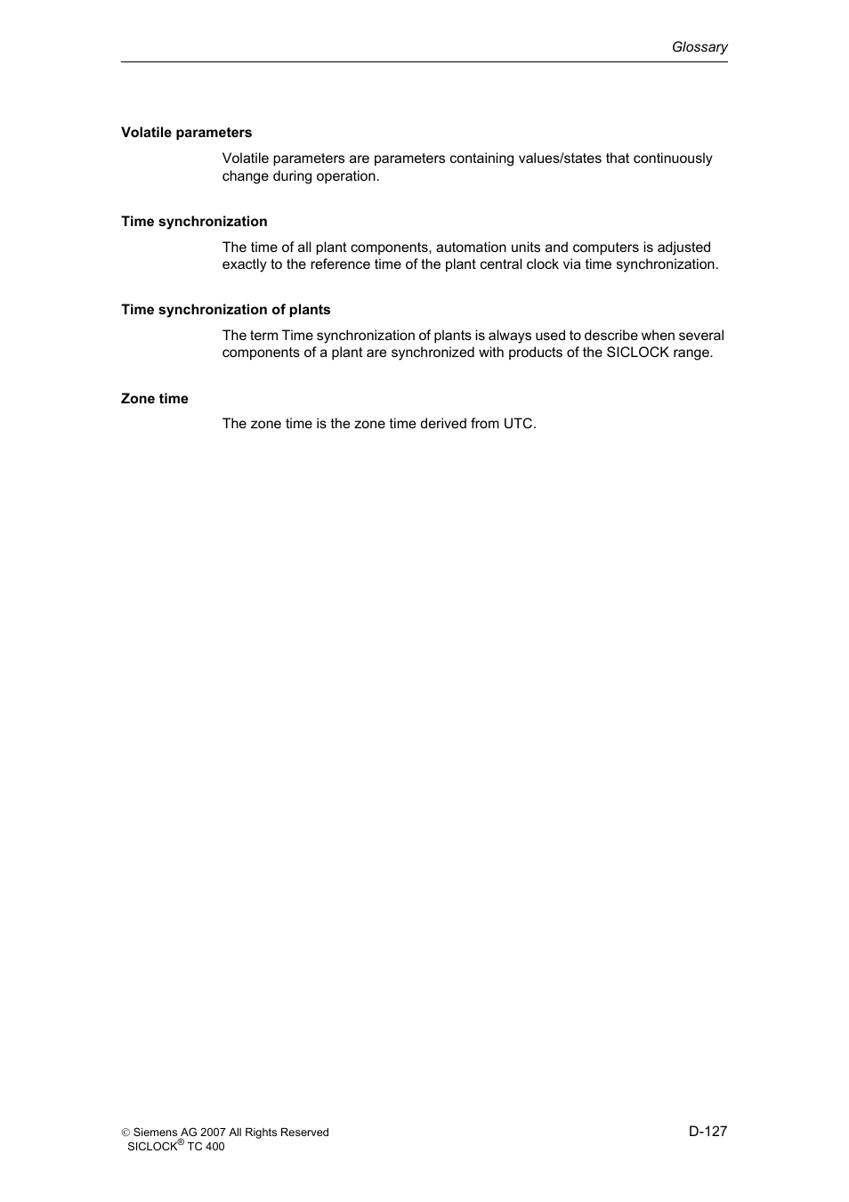 Siemens SICLOCK TC 400 User Manual | Page 129 / 134