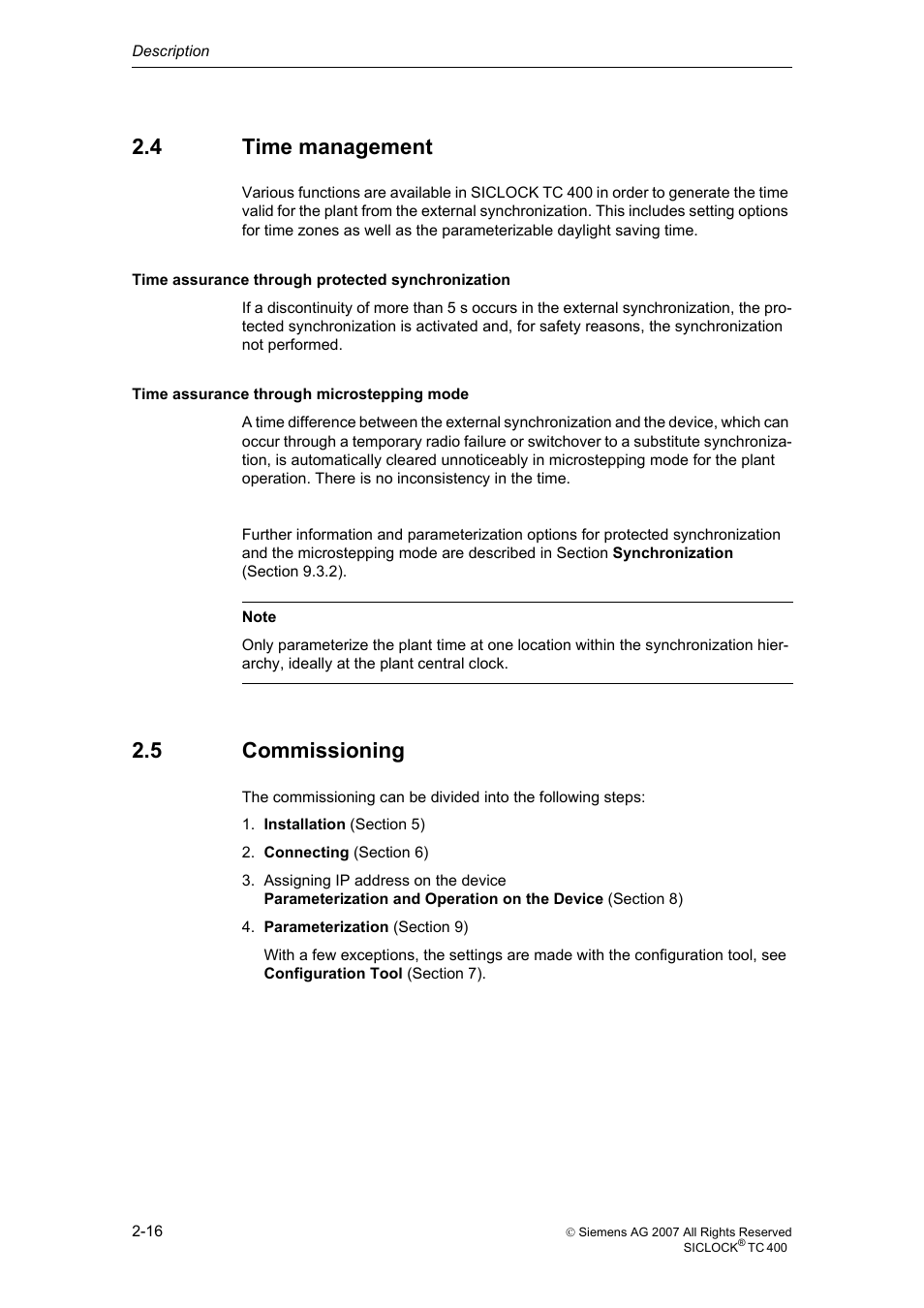 4 time management, 5 commissioning, Time management | Commissioning | Siemens SICLOCK TC 400 User Manual | Page 18 / 134