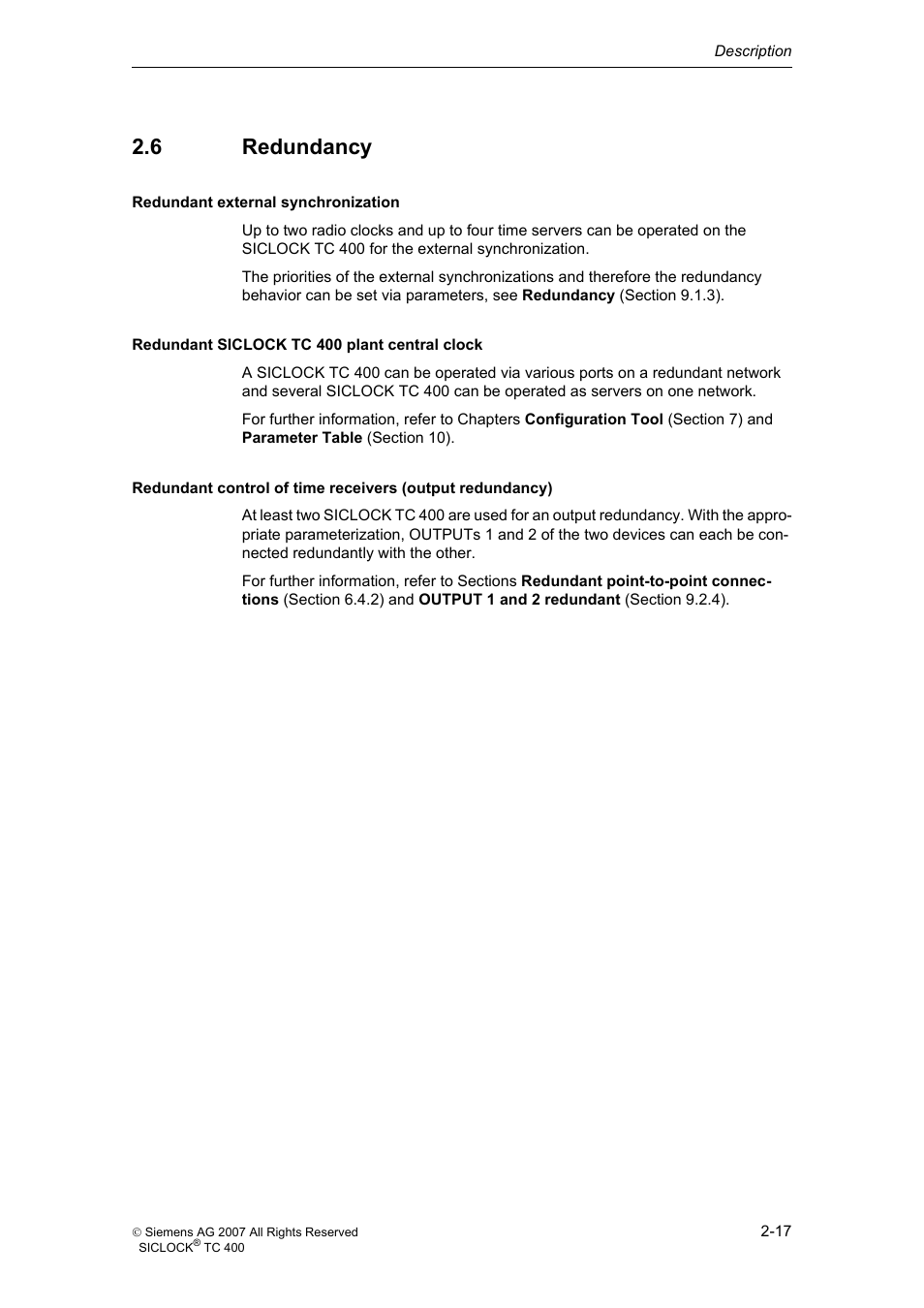 6 redundancy, Redundancy | Siemens SICLOCK TC 400 User Manual | Page 19 / 134