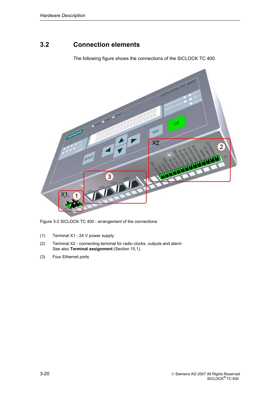 2 connection elements, Connection elements | Siemens SICLOCK TC 400 User Manual | Page 22 / 134