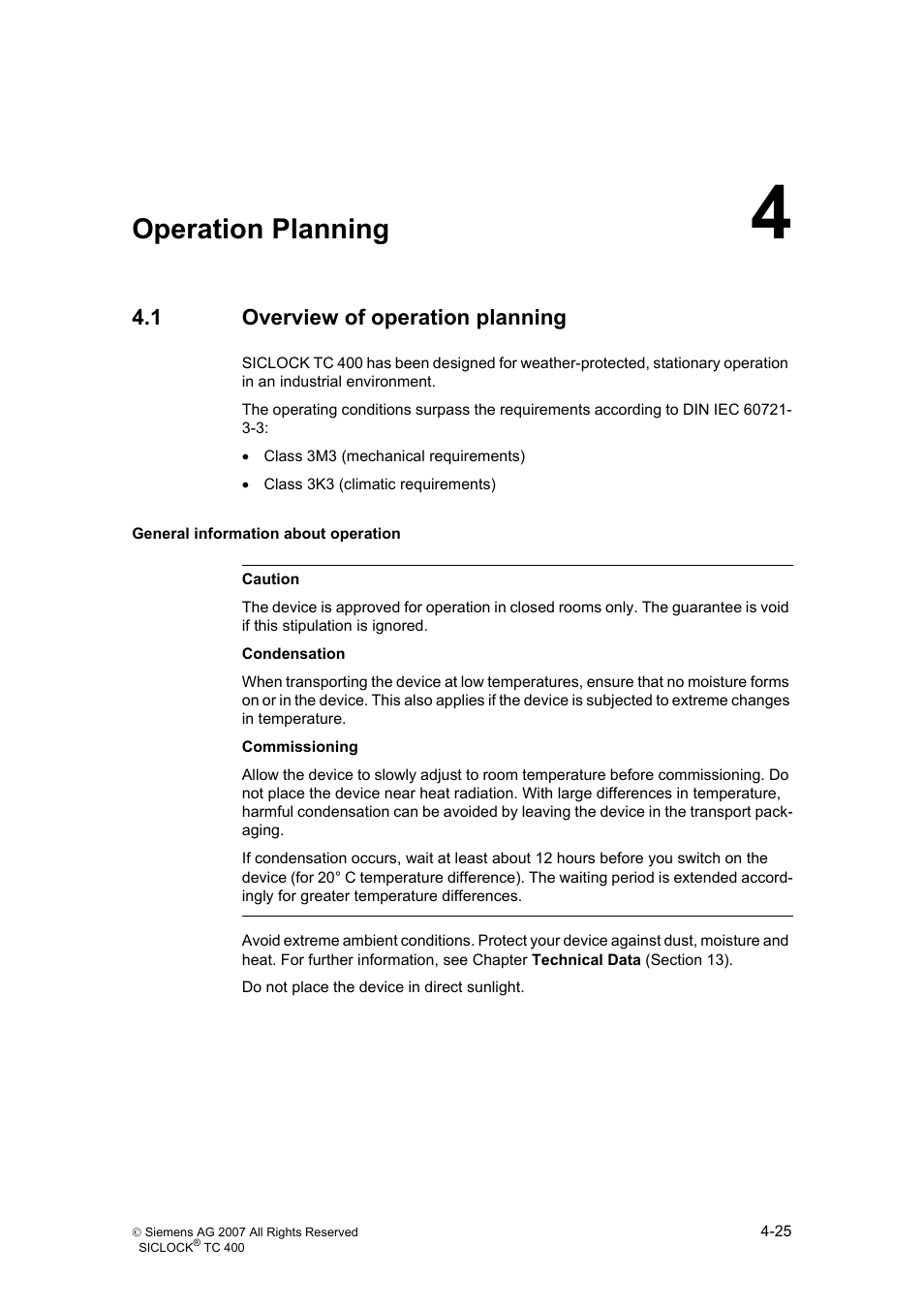 4 operation planning, 1 overview of operation planning, Operation planning | Overview of operation planning | Siemens SICLOCK TC 400 User Manual | Page 27 / 134