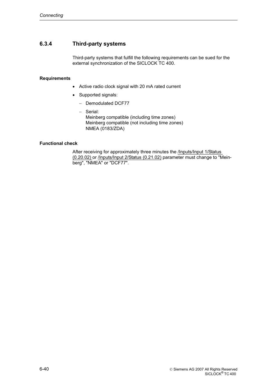 4 third-party systems, Third-party systems | Siemens SICLOCK TC 400 User Manual | Page 42 / 134