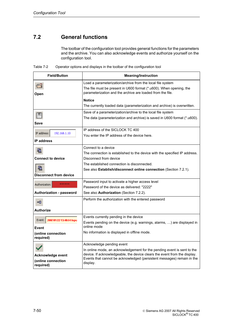 2 general functions, General functions, See also general functions (section 7.2) | Siemens SICLOCK TC 400 User Manual | Page 52 / 134