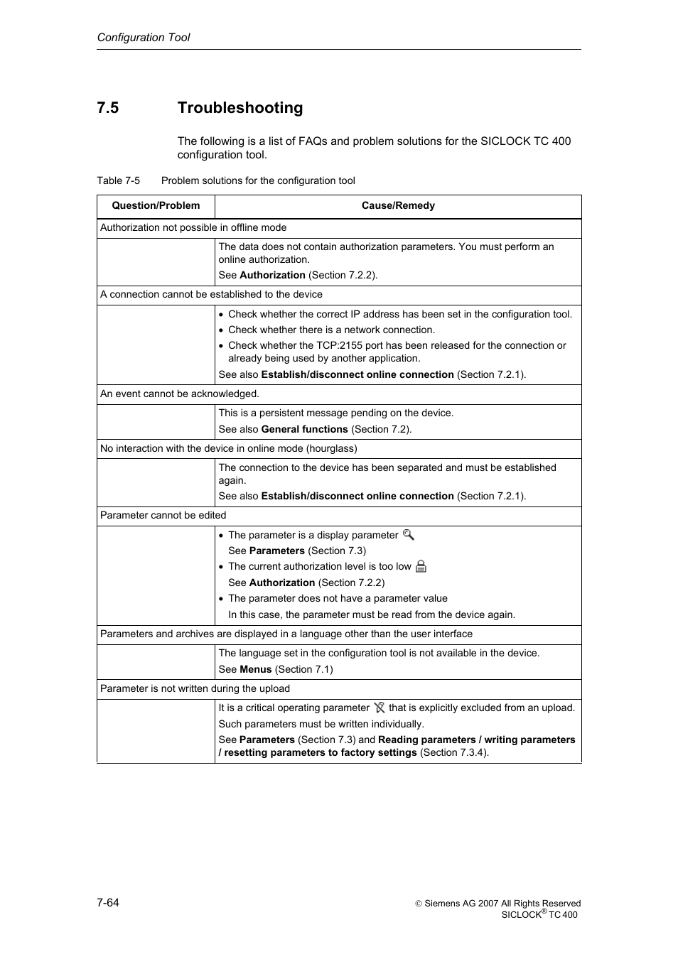 5 troubleshooting, Troubleshooting | Siemens SICLOCK TC 400 User Manual | Page 66 / 134