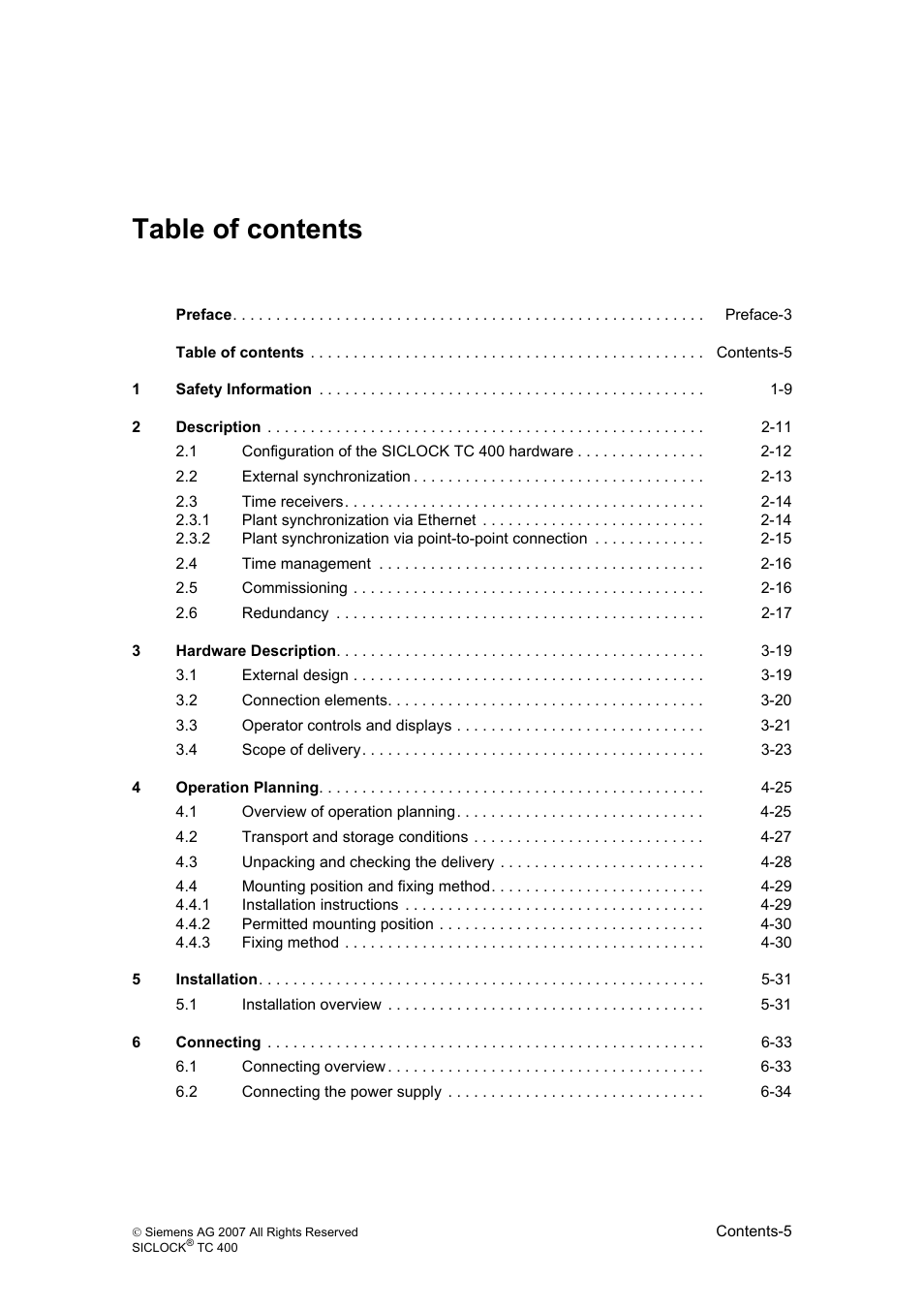 Siemens SICLOCK TC 400 User Manual | Page 7 / 134