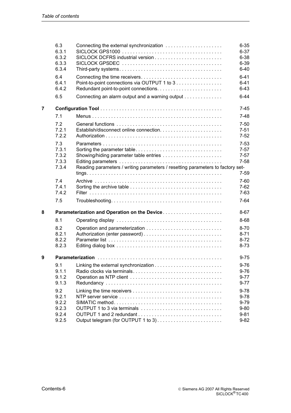 Siemens SICLOCK TC 400 User Manual | Page 8 / 134